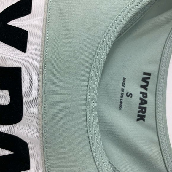 Ivy Park Top, Sage Green with 3-d velvet Logo - Picture 2 of 9
